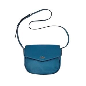 Kate Spade Spencer Court Lavina Crossbody Bag Blue Green Pebbled Leather Purse